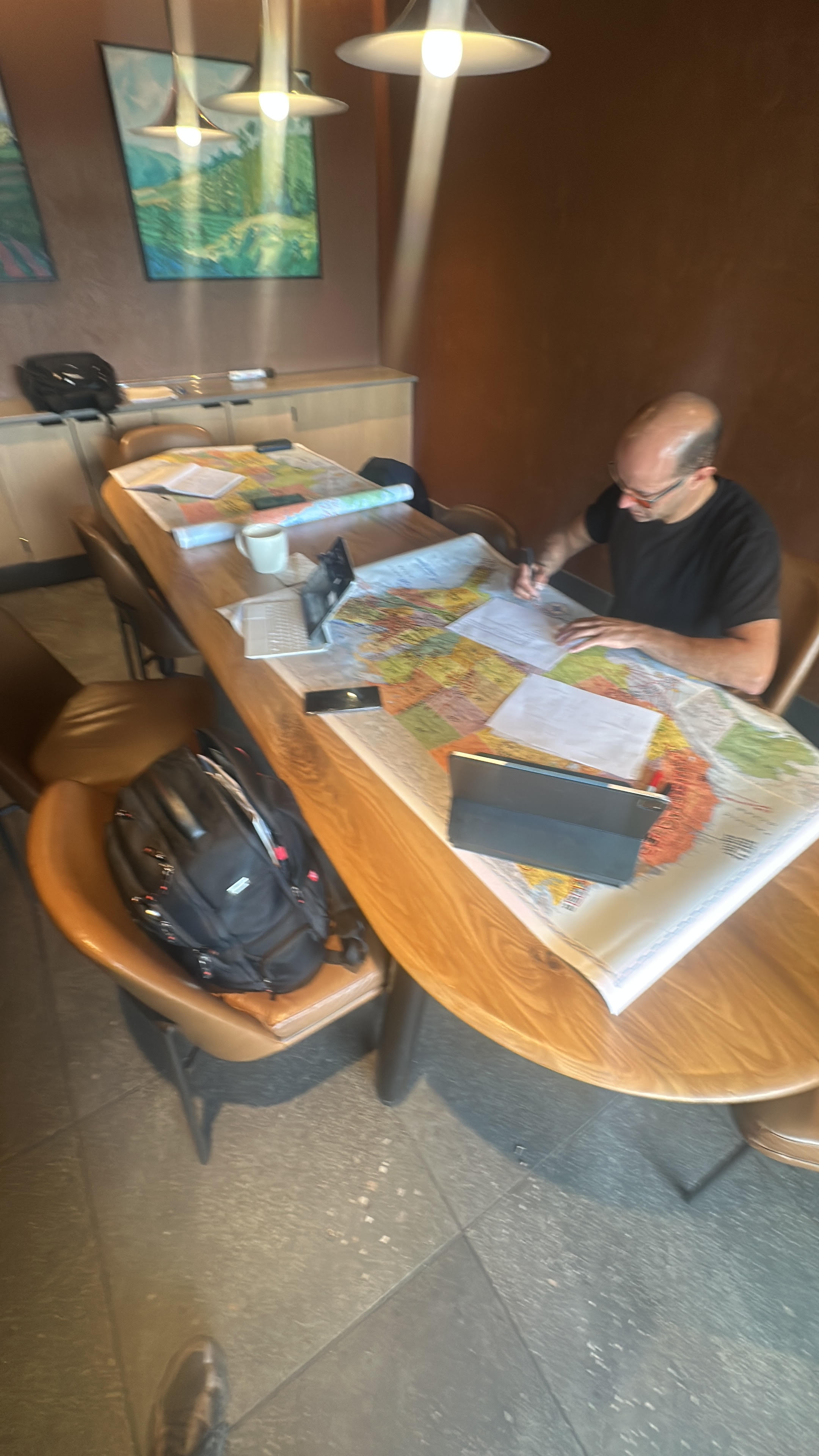 David Mor mapping out supply logistics
