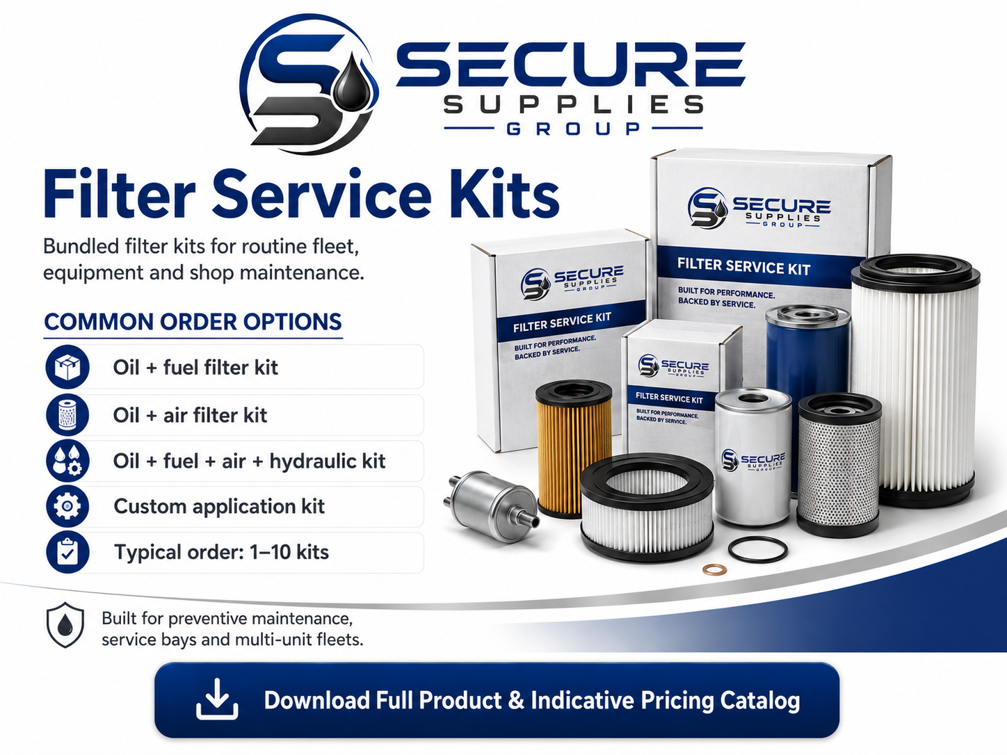 Filter service kits for delivered fleet maintenance programs