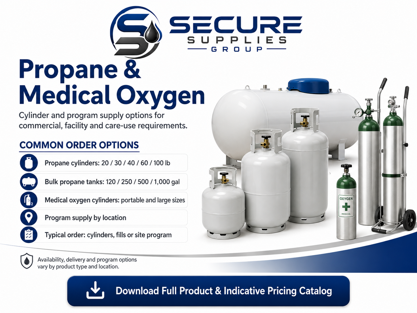 Secure Supplies oxygen, propane, and medical oxygen supply products