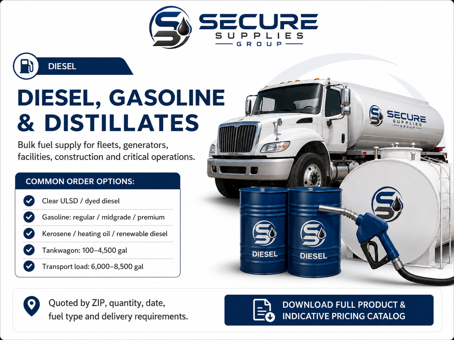 Secure Supplies bulk diesel, gasoline, and distillates