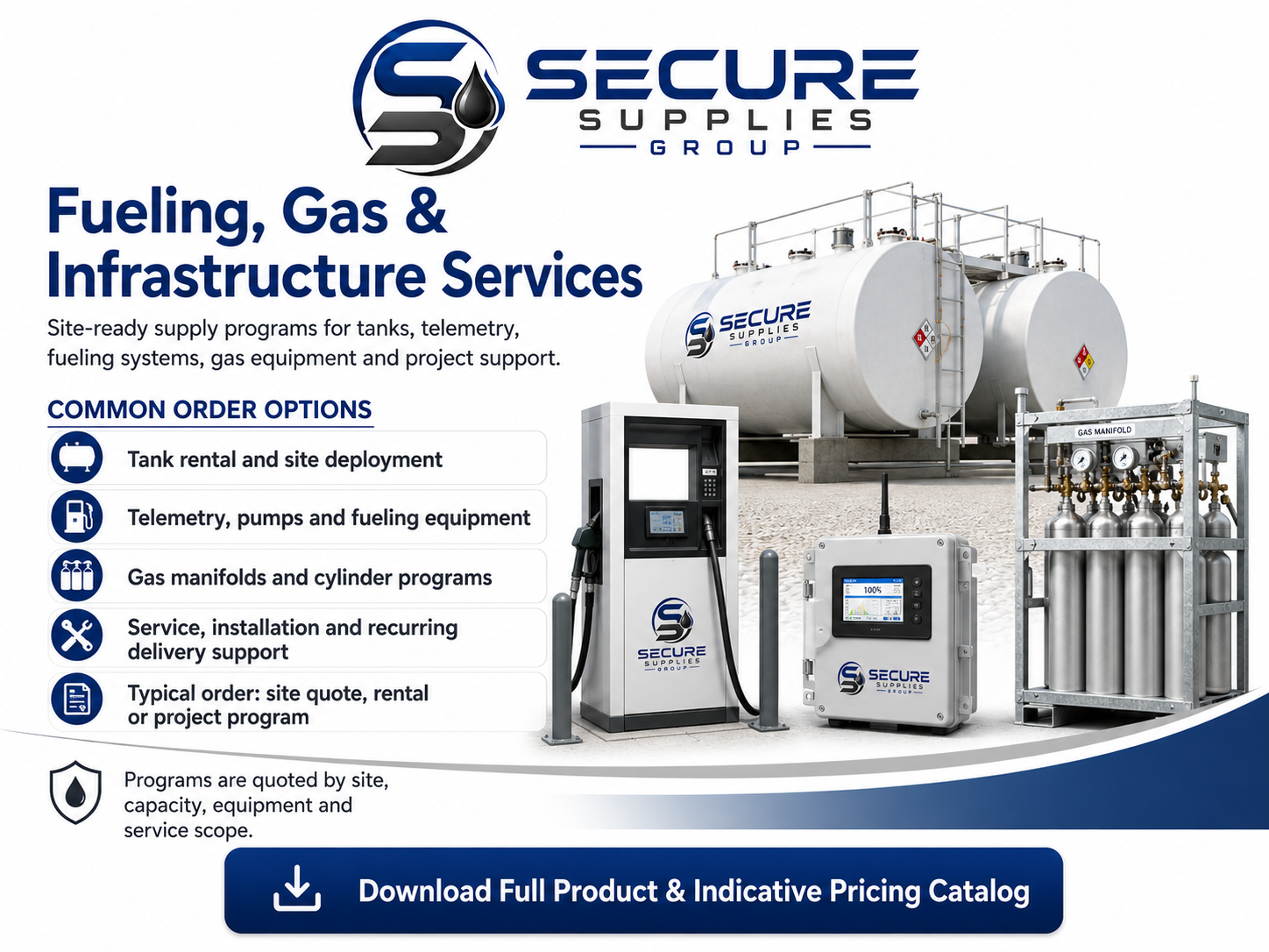 Secure Supplies fueling, gas and infrastructure services indicative price sheet